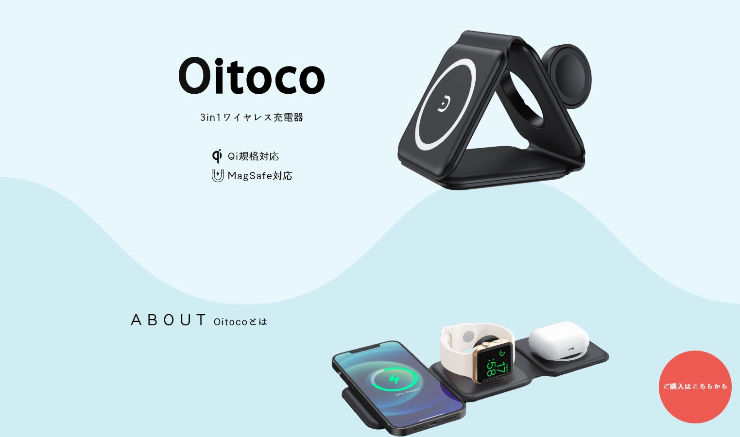 3in1Charger Oitoco 置くだけワイヤレス充電器